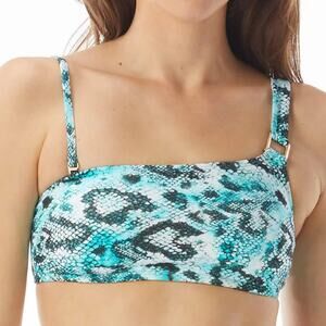 Sundazed Women Turquoise Snake-Print One Shoulder Swim Bikini Top Size 34B
